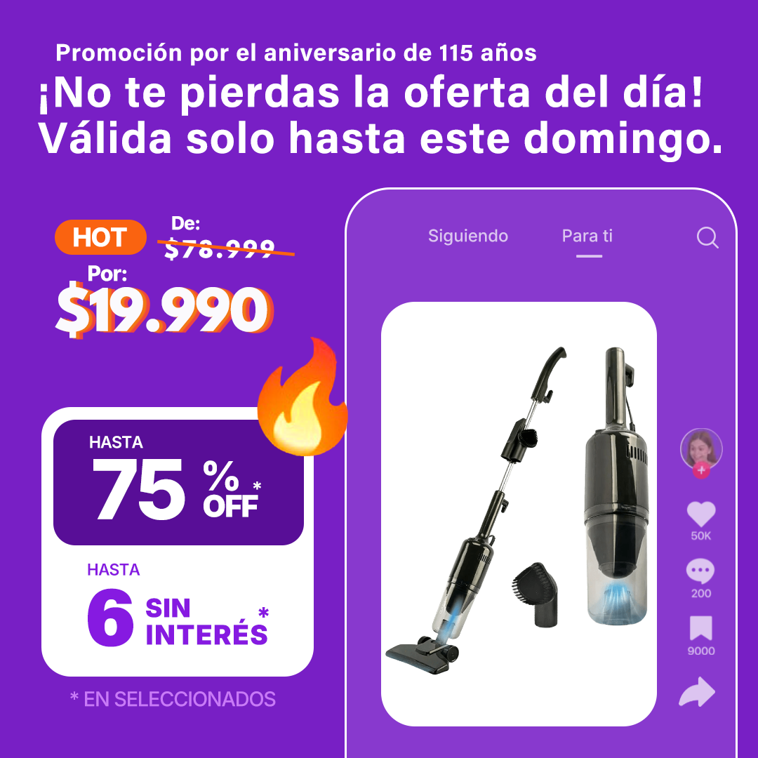 Aspiradora Gadnic JTL60Y 2 En 1 Vertical Y De Mano 600W Multifunción Con Cable