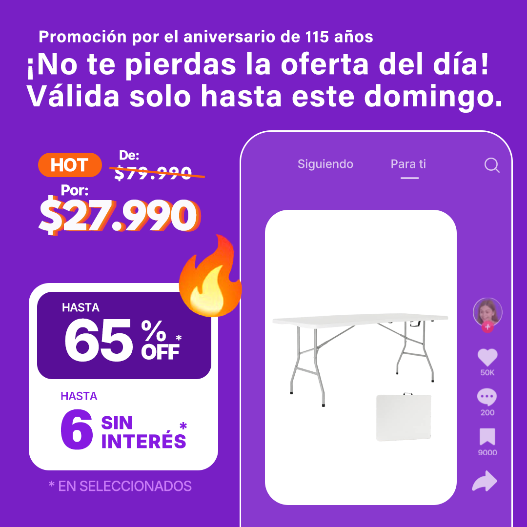 Mesa Plegable Valija 1.8 Mts Hogar Camping Jardín Reforzada Color Blanco