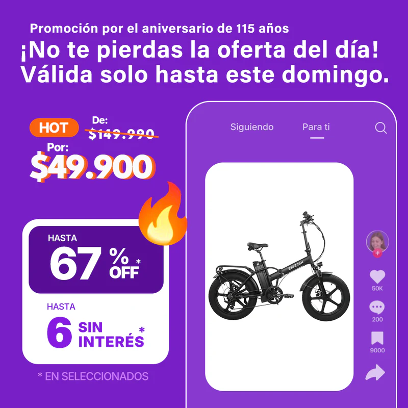 Bici Plegable TK Eléctrica 500W Aro 20 Fat Batería Litio 36V 10,4Ah
