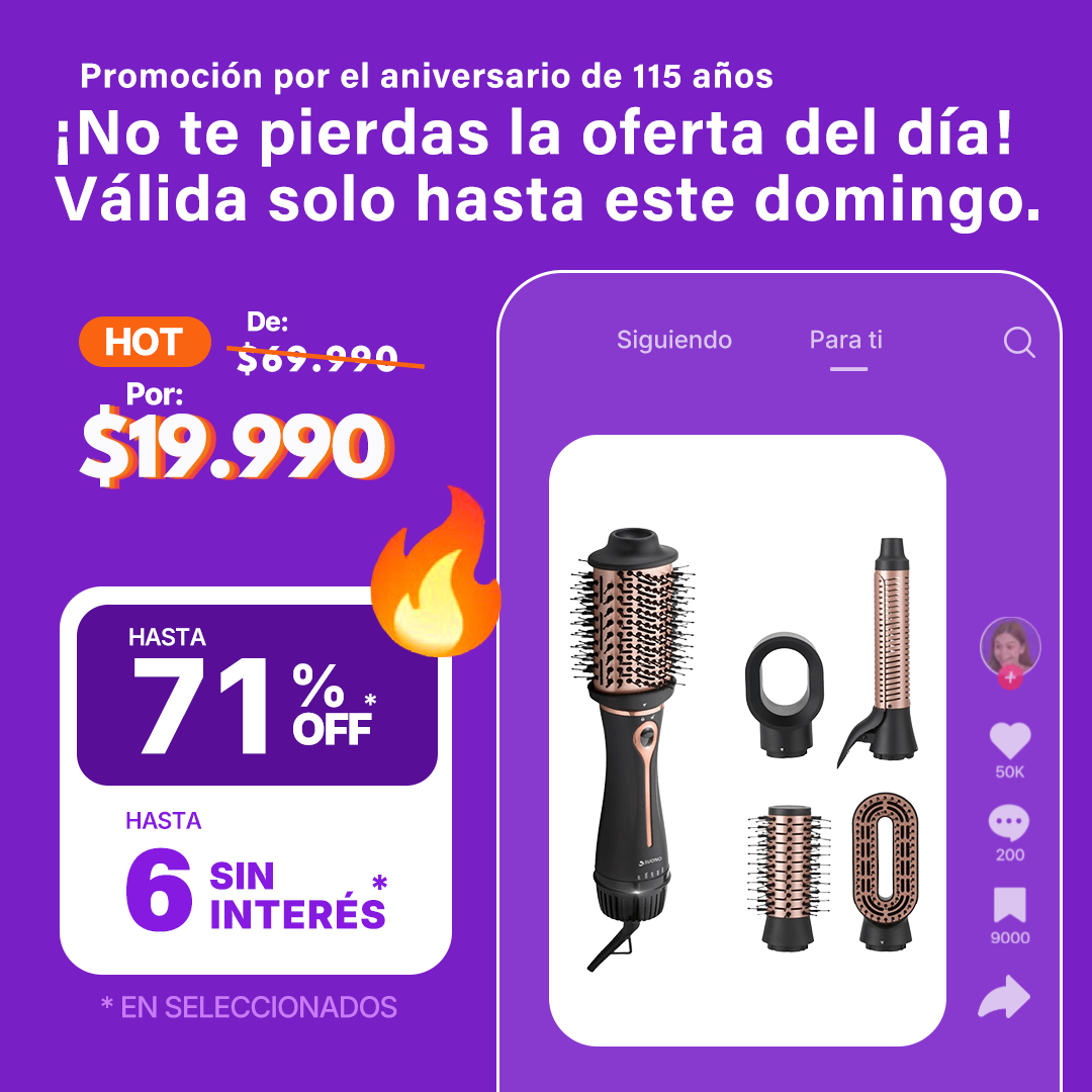 Cepillo Secador Modelador Alisador Suono 5 Cabezales 5 en 1