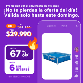 Pileta de Lona Pelopincho 1000Lts 185 x 145 x 40 cm