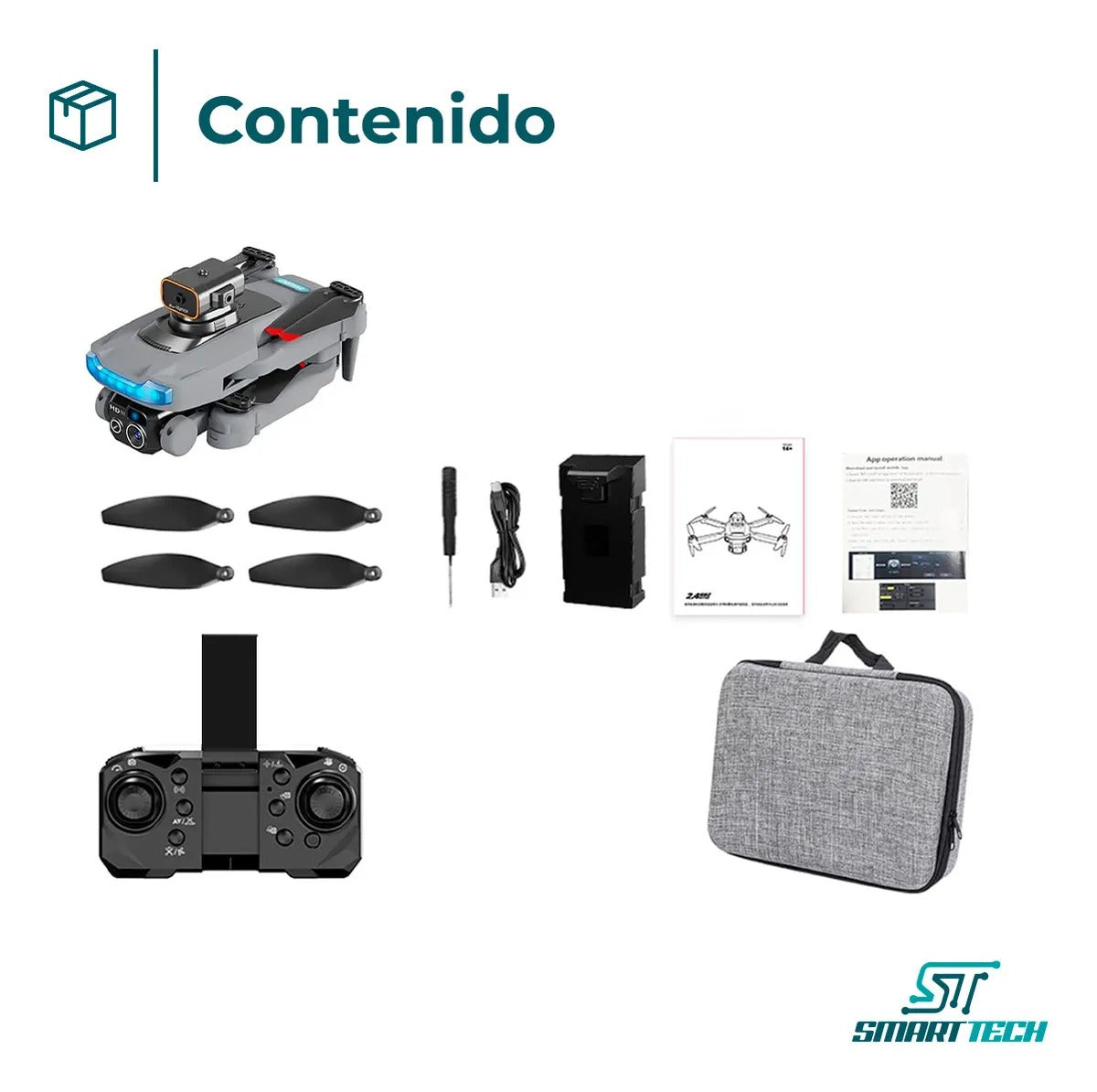 Mini Drone P15 Camara Dual Video Plegable Bateria Recargable Smart Tech