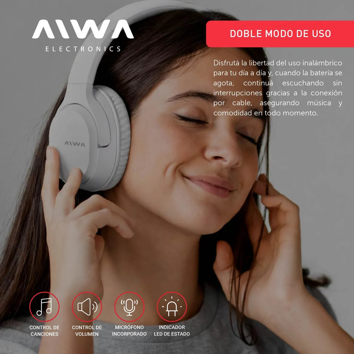Auriculares inalámbricos Aiwa AW-BT301 blanco