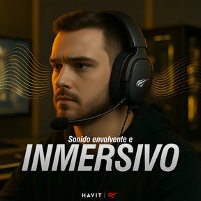 Auriculares Gamer Havit H2002d Pc Ps5 Xbox Con Micrófono Color Negro