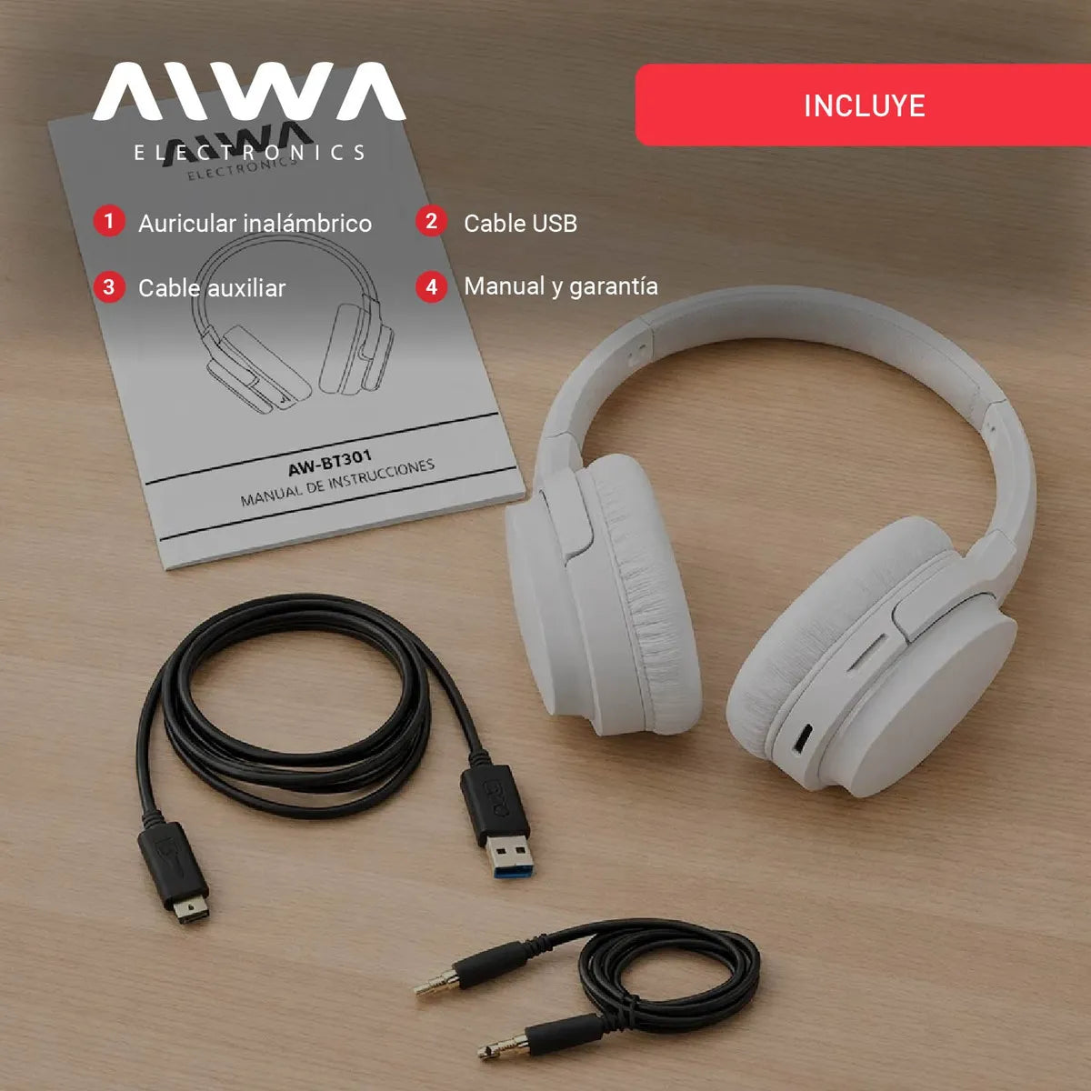 Auriculares inalámbricos Aiwa AW-BT301 blanco