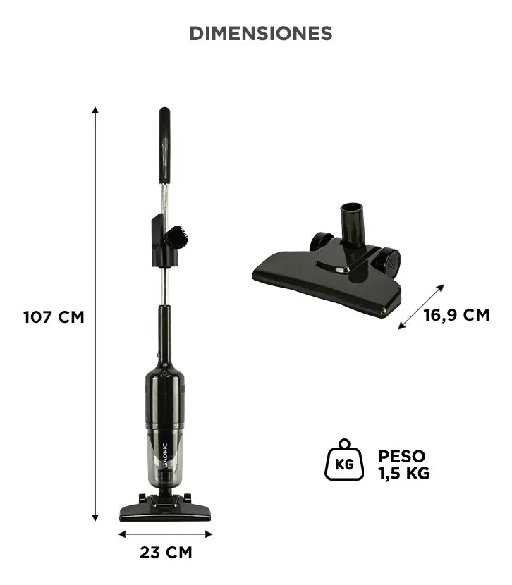 Aspiradora Gadnic JTL60Y 2 En 1 Vertical Y De Mano 600W Multifunción Con Cable