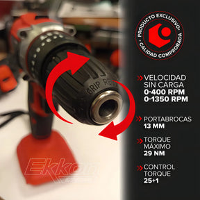 Taladro Percutor + 2 Baterias 20v Kommberg 13mm Maletin 2 Baterias, Cargador Y Accesorios Kb-tpb1020-2