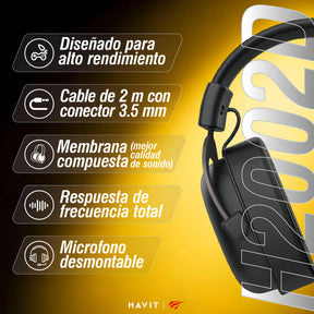 Auriculares Gamer Havit H2002d Pc Ps5 Xbox Con Micrófono Color Negro